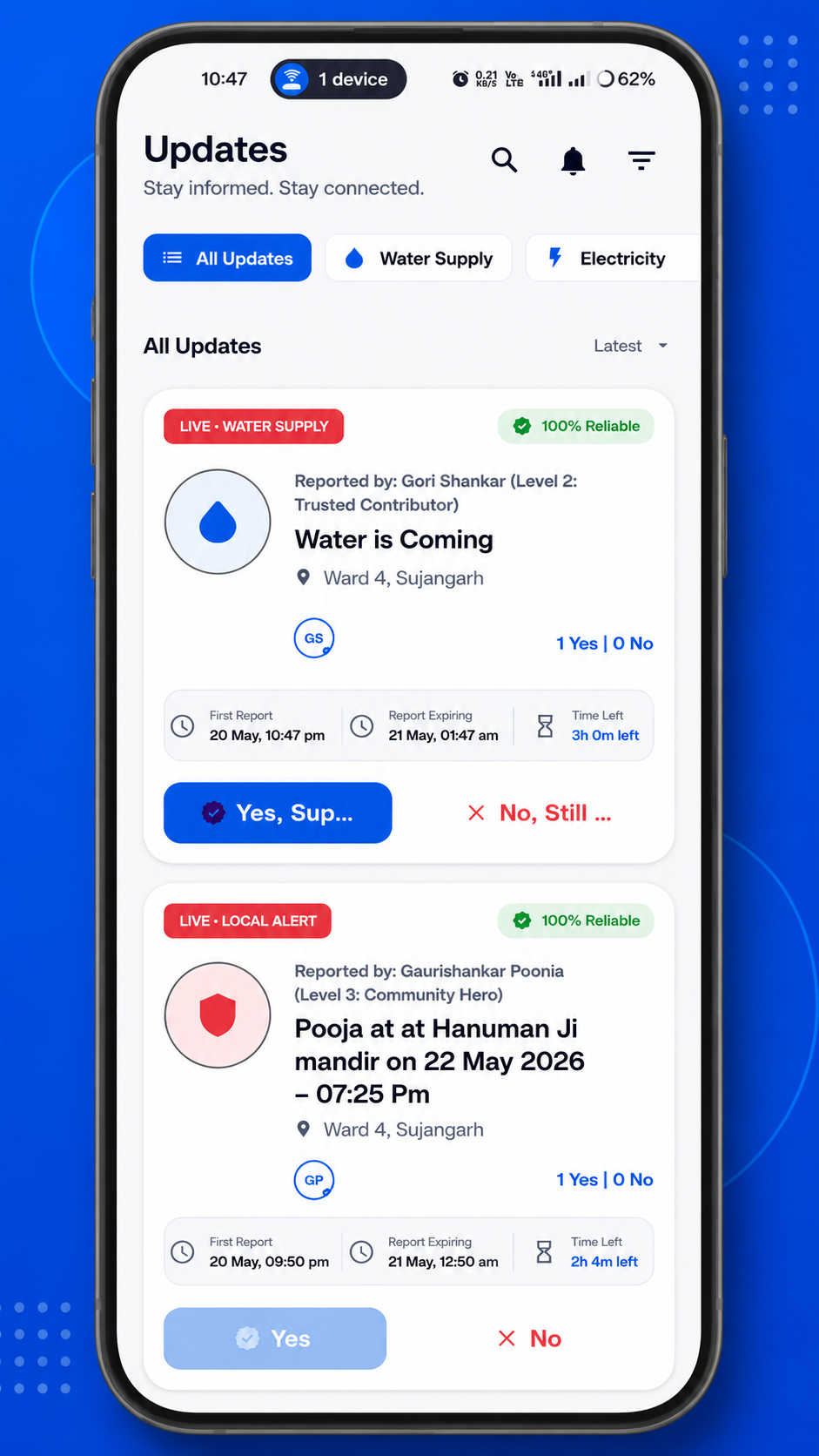 Smart Suvidha local updates app screen